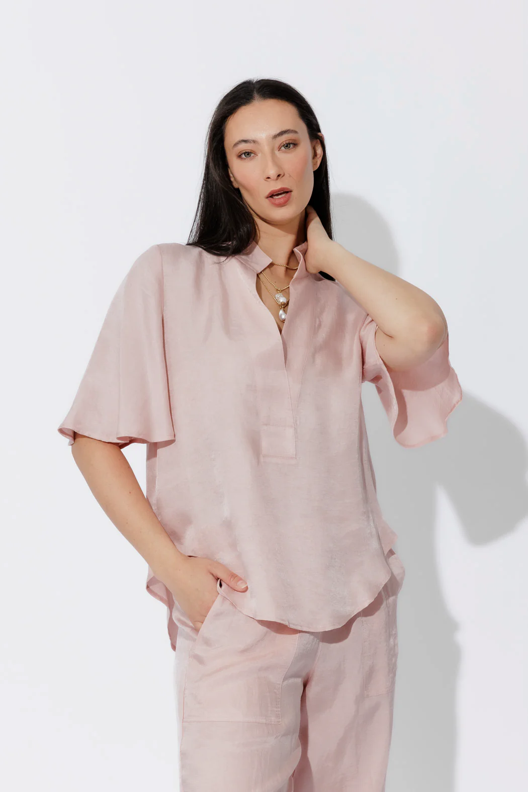 Pink Tencel/Linen Blogger Shirt - Image 3