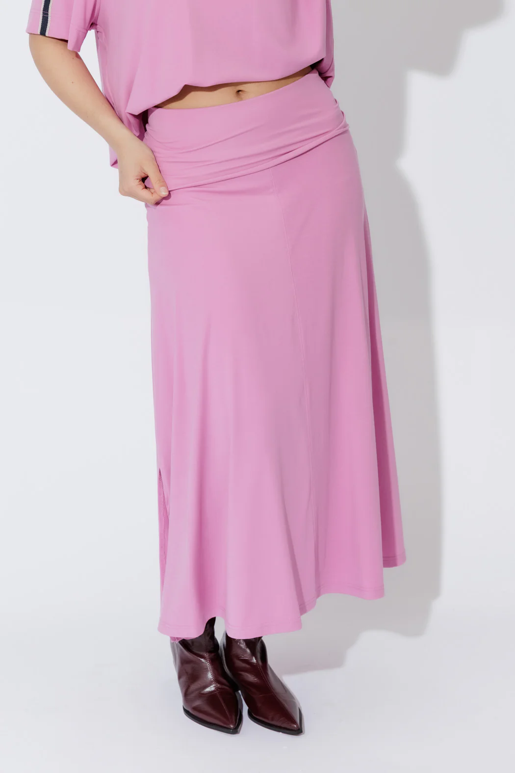 Pink Tencel Roll Top Skirt - Image 3