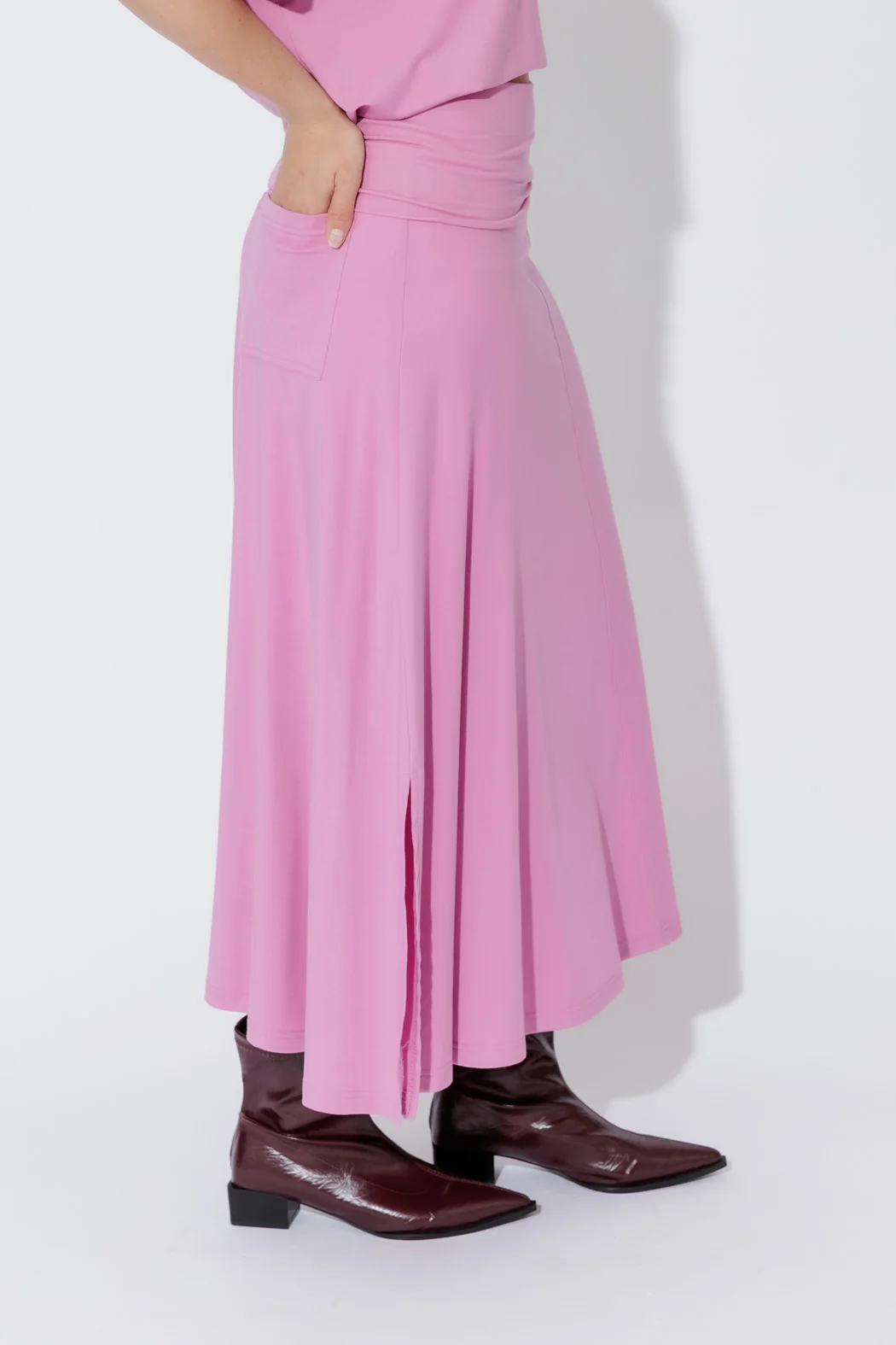 Pink Tencel Roll Top Skirt - Image 5