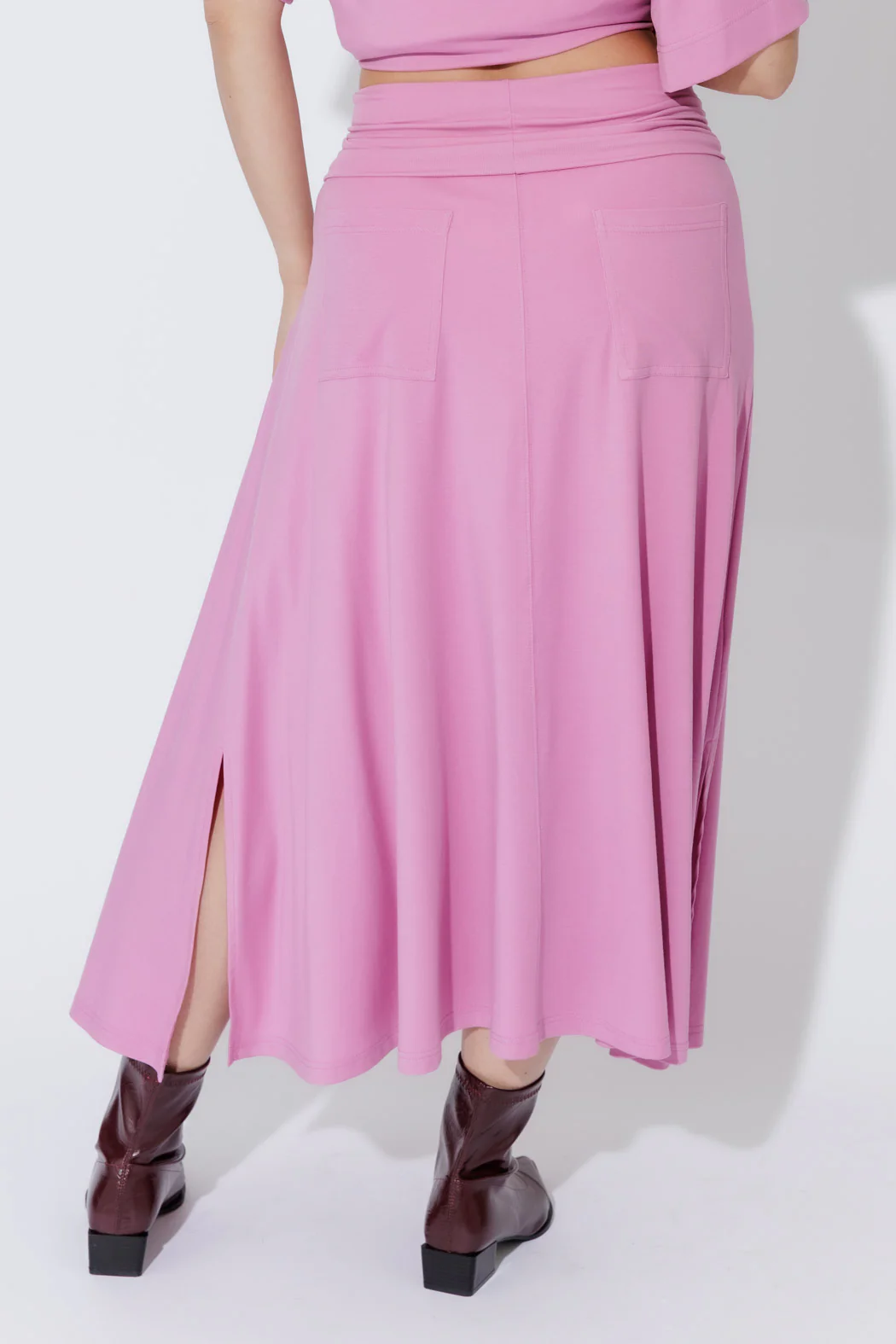 Pink Tencel Roll Top Skirt - Image 7