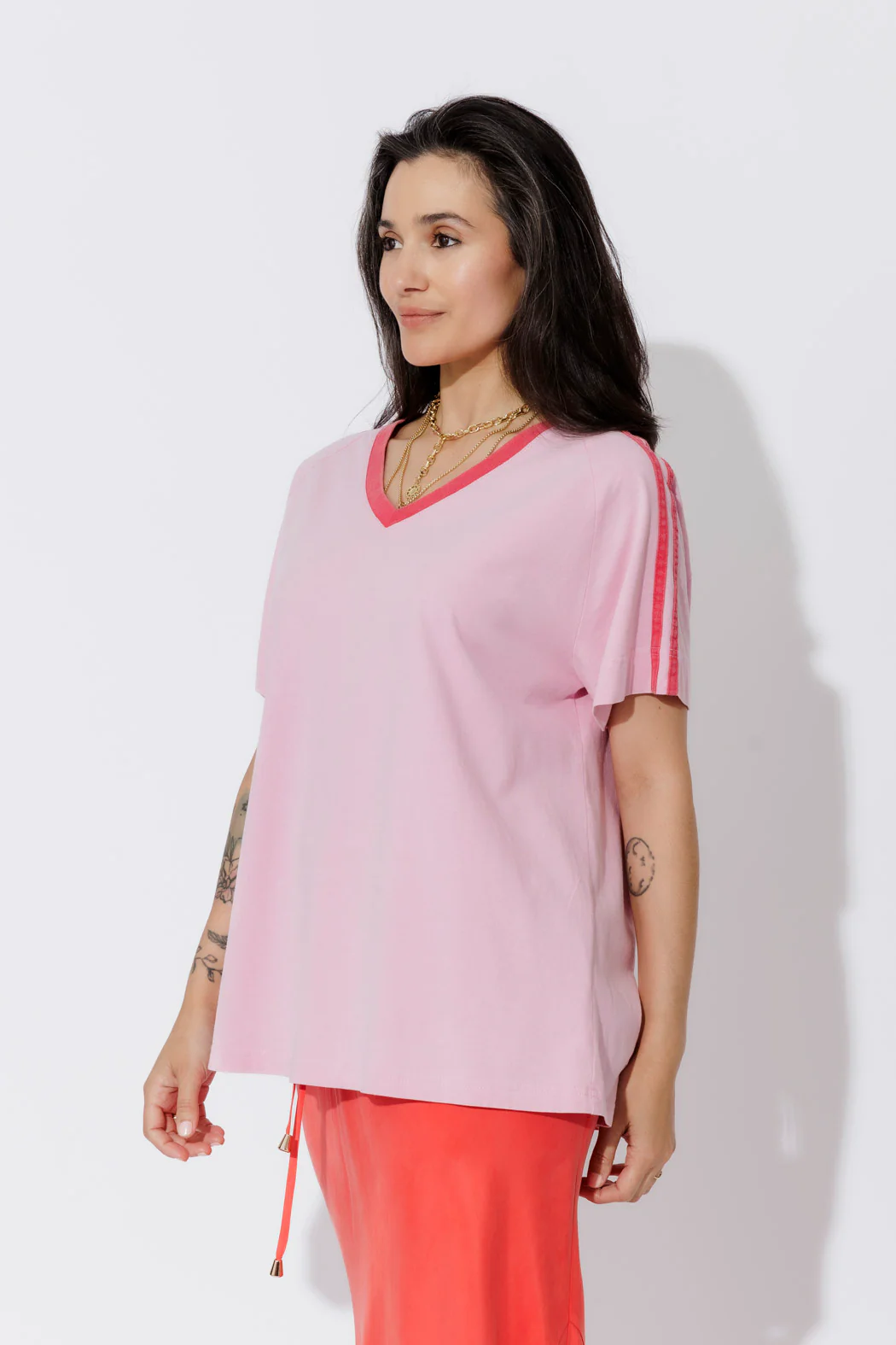 Pink Washed Cotton League T-Shirt - Image 3