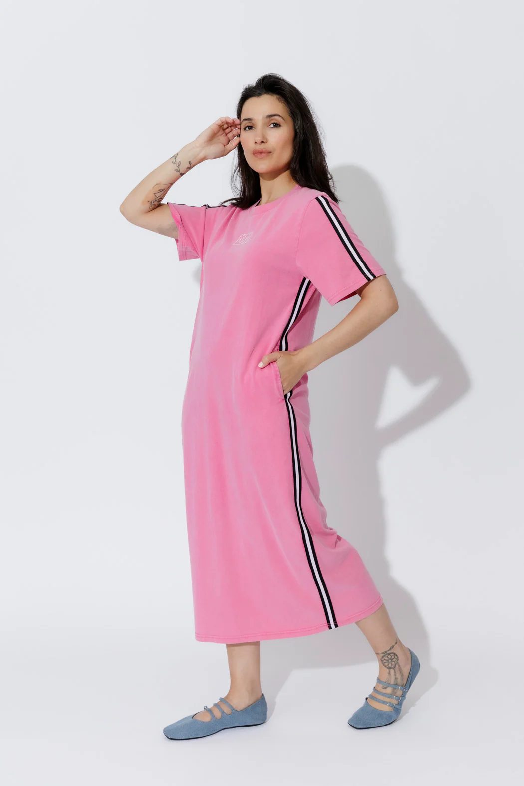 Pink Washed Cotton Sport Dress - Image 5