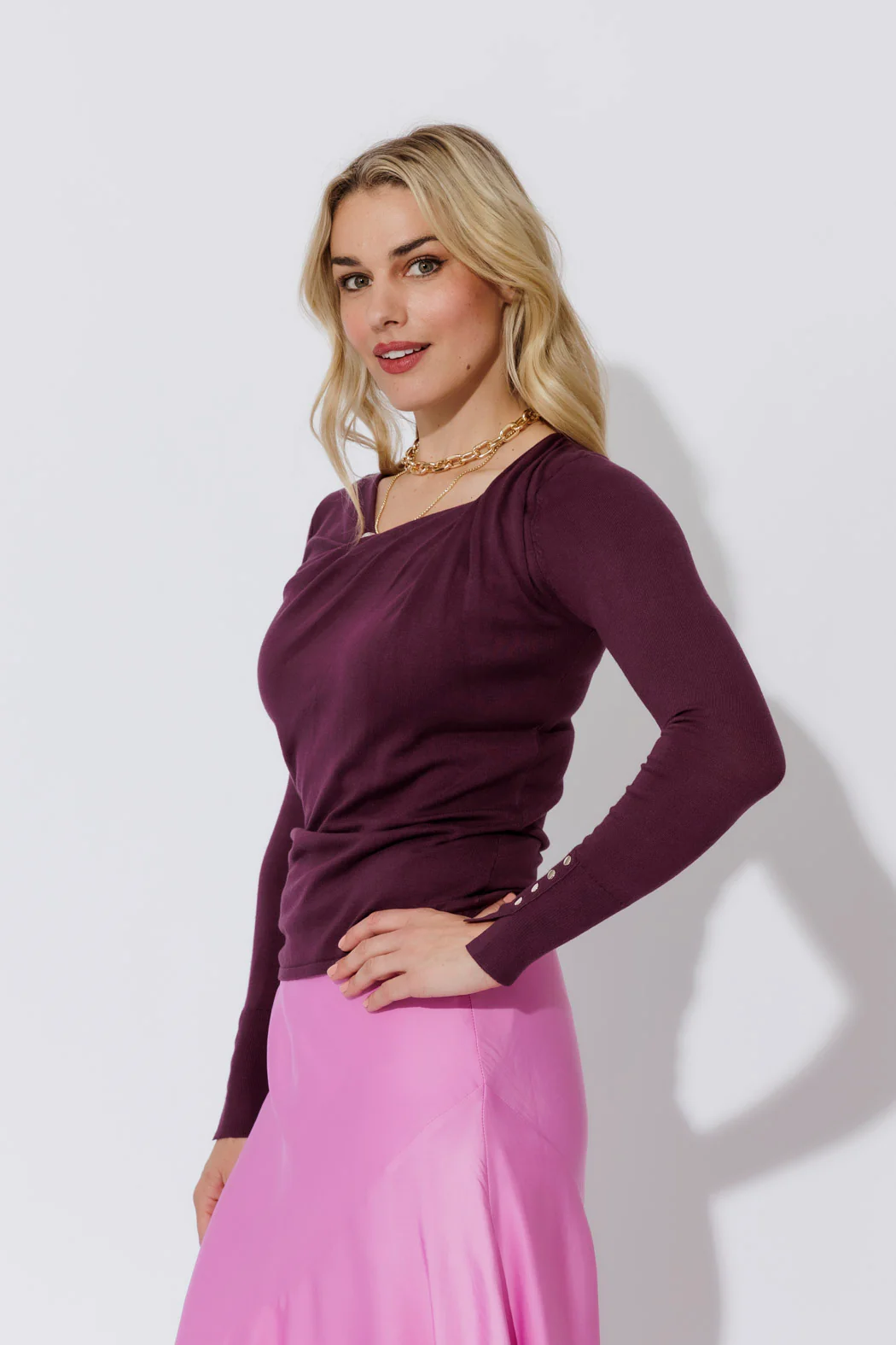 Plum Fine Knit Twist Top - Image 3