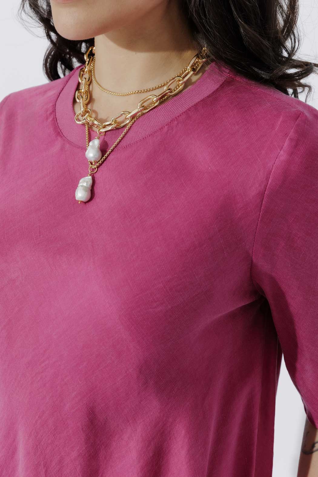 Raspberry Cupro/Linen Bias Top - Image 5