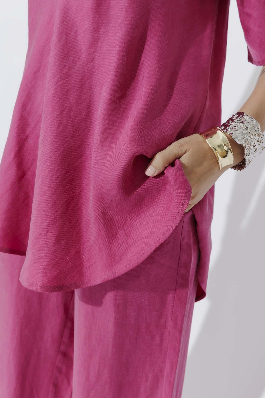 Raspberry Cupro/Linen Bias Top - Image 6