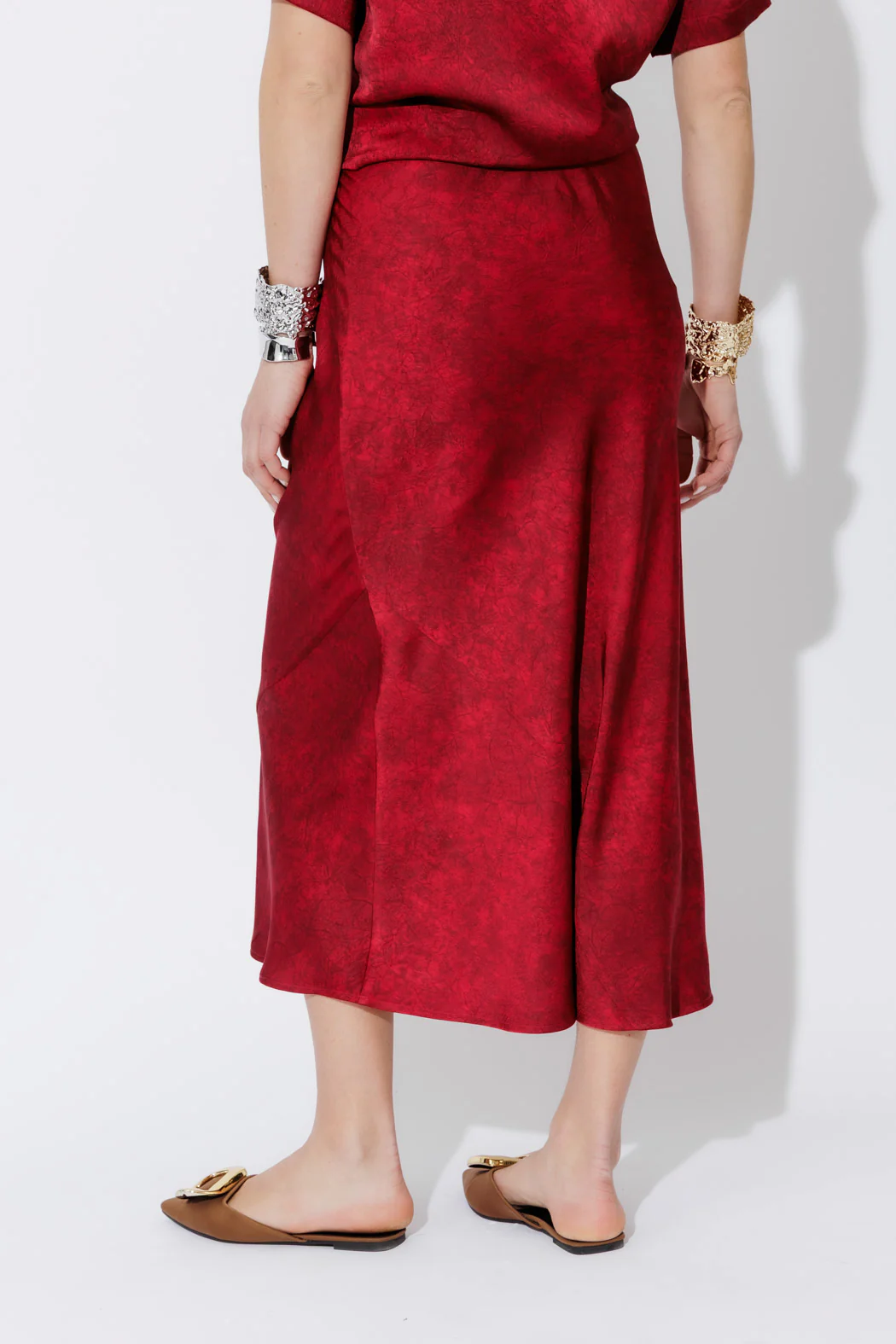 Red Belted Bias Skirt - Image 10