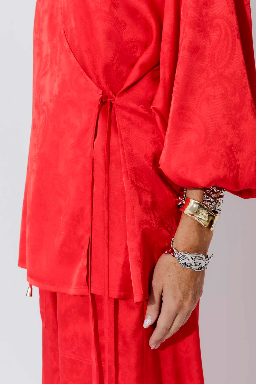Red Silky Wrap Top - Image 4