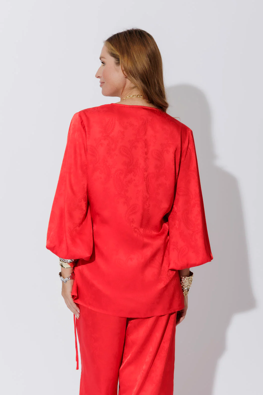 Red Silky Wrap Top - Image 6