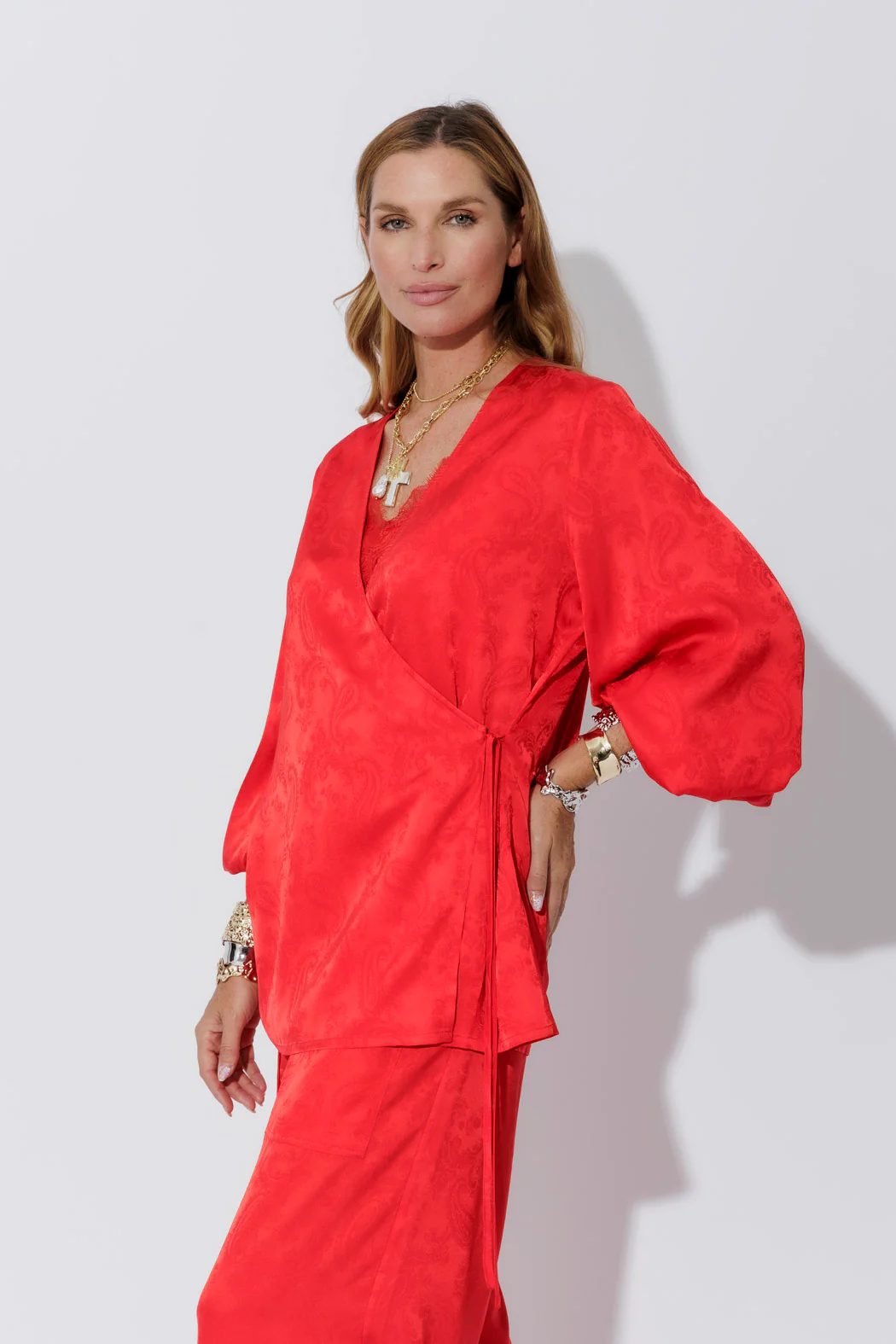 Red Silky Wrap Top - Image 7