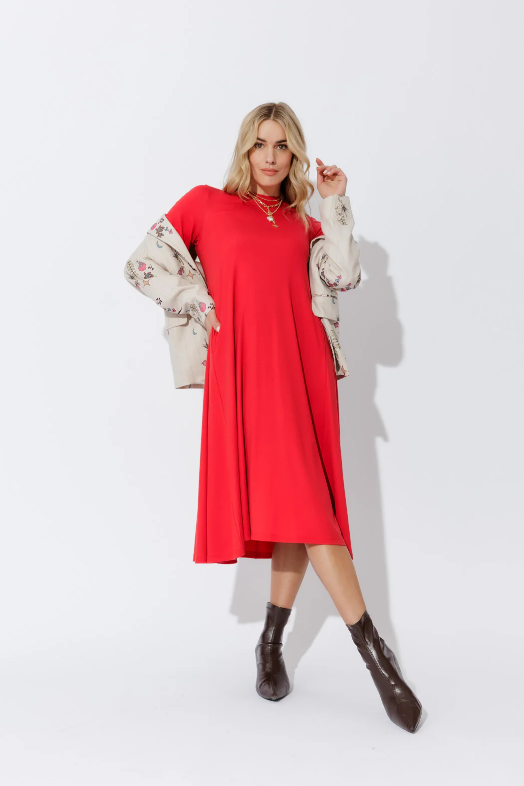 Red Tencel Bella Dress - Image 6