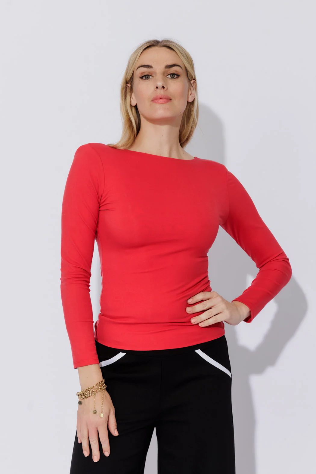 Red Tencel Lust Long Sleeve Top - Image 4