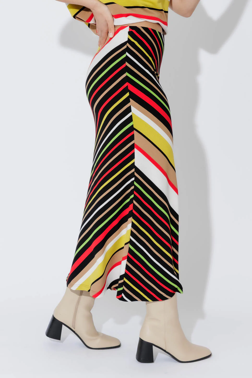 Red/Yellow Stripe Bias Skirt - Image 3