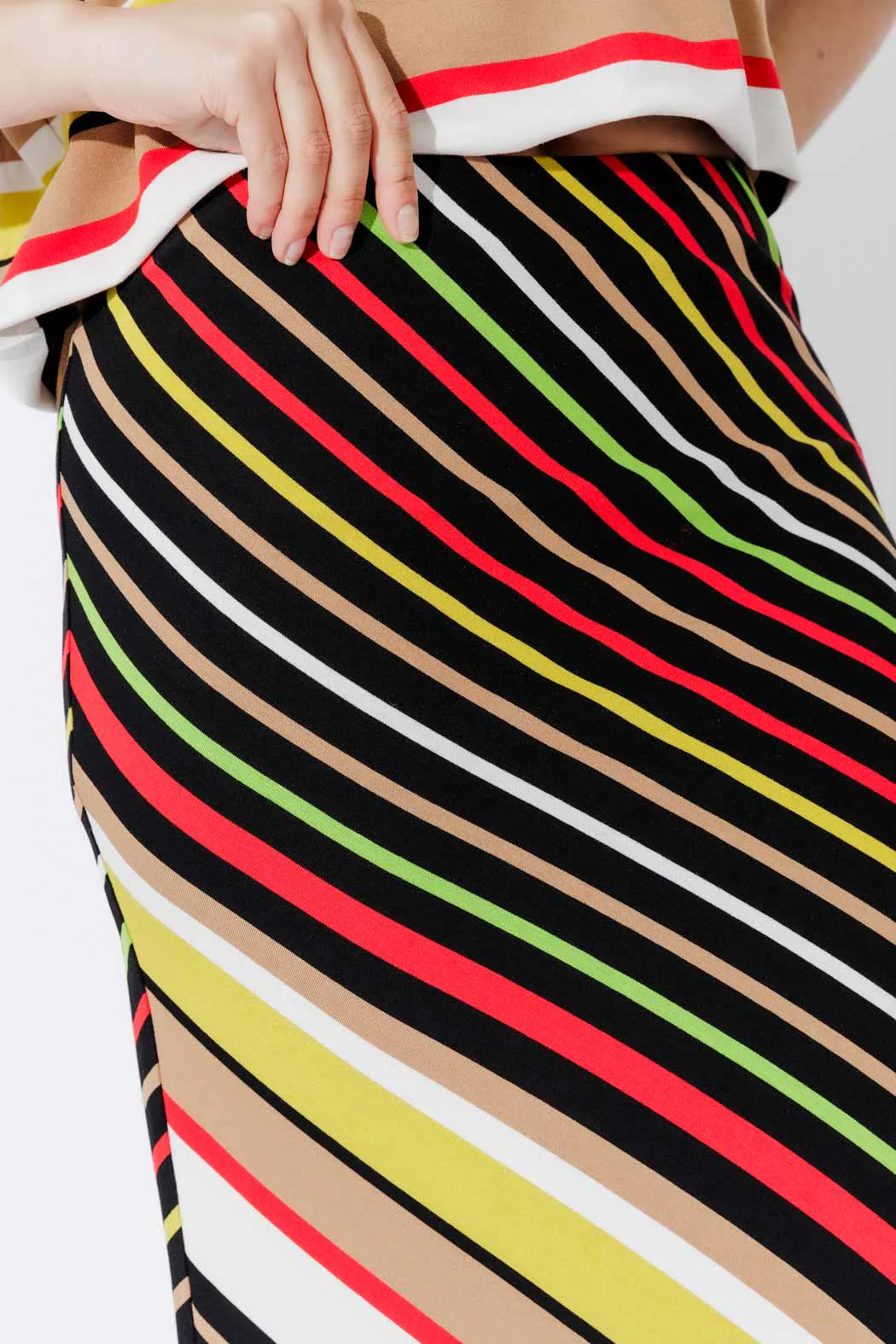 Red/Yellow Stripe Bias Skirt - Image 4