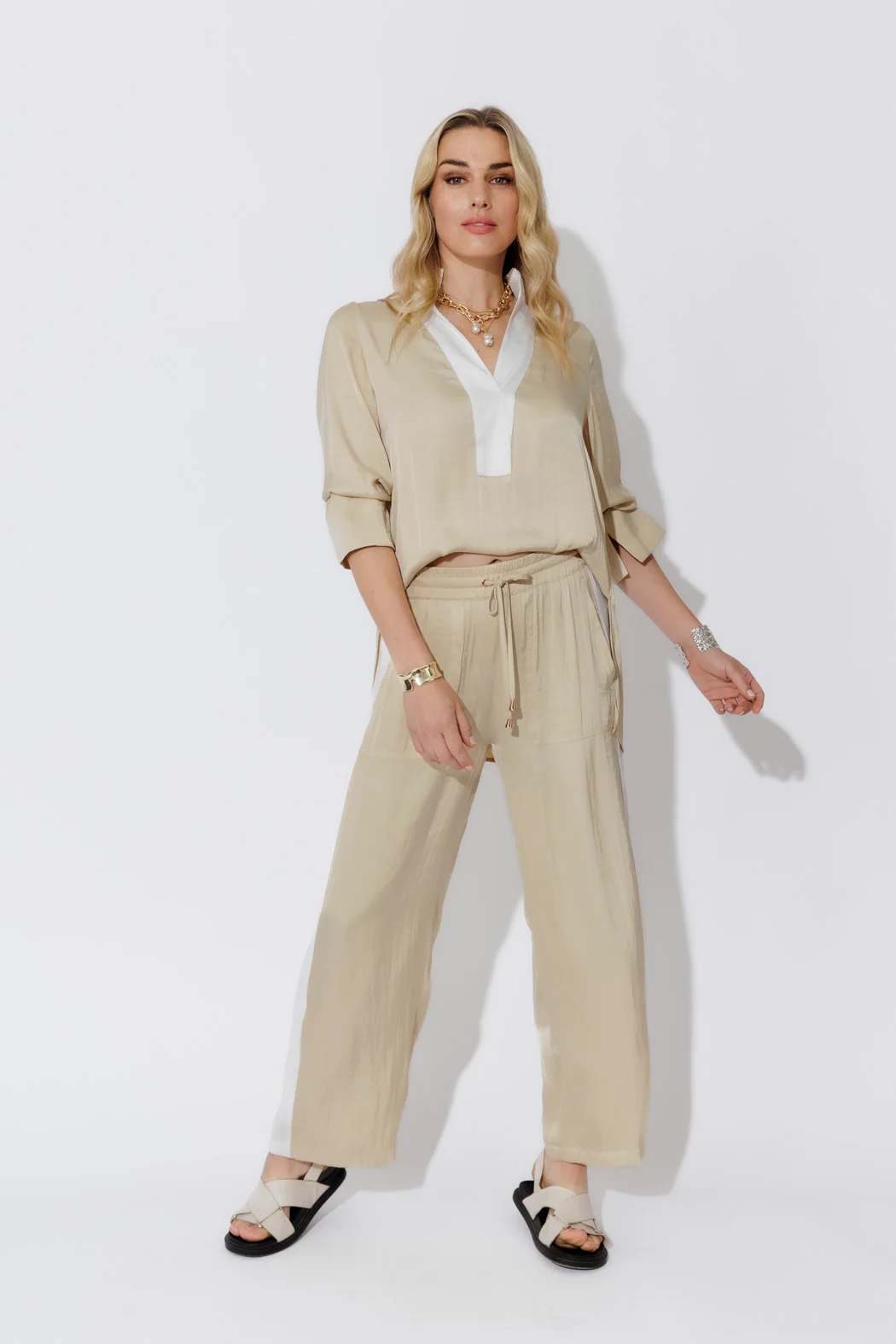 Sand Contrast Blogger Shirt - Image 5