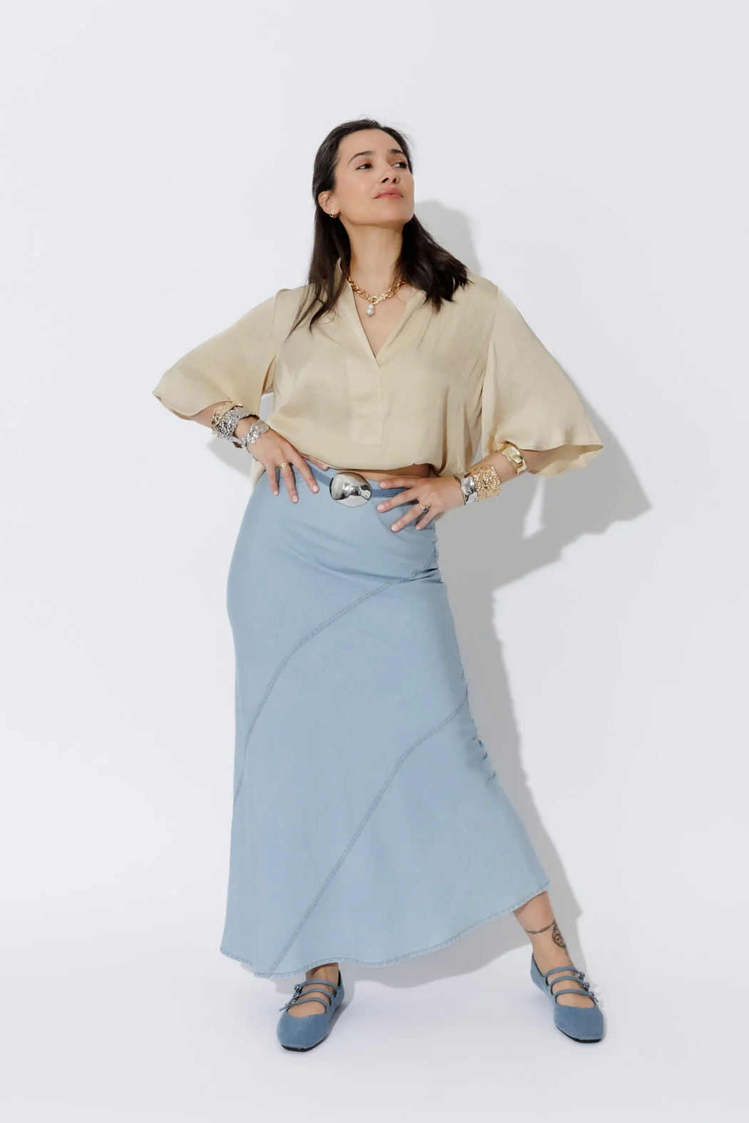 Sand Glow Fluted Blogger Shirt - Image 3