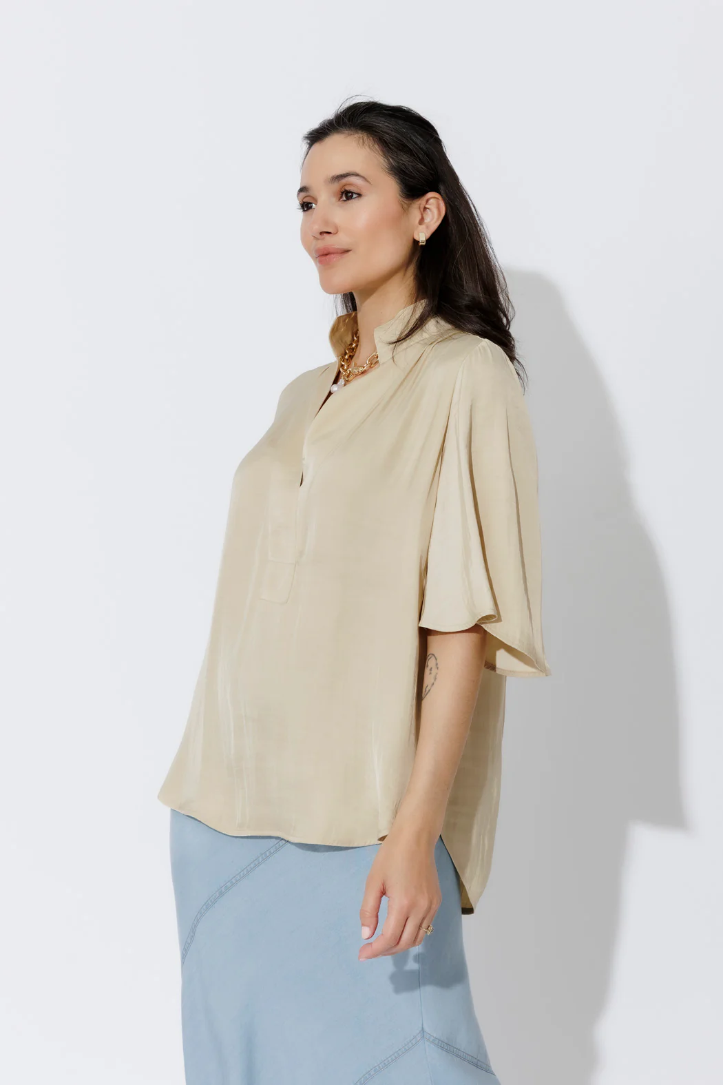 Sand Glow Fluted Blogger Shirt - Image 5