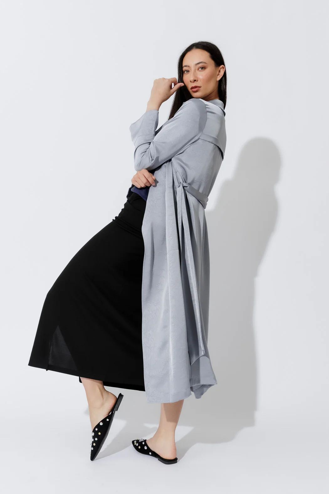 Silver Metallic Trench Coat - Image 6