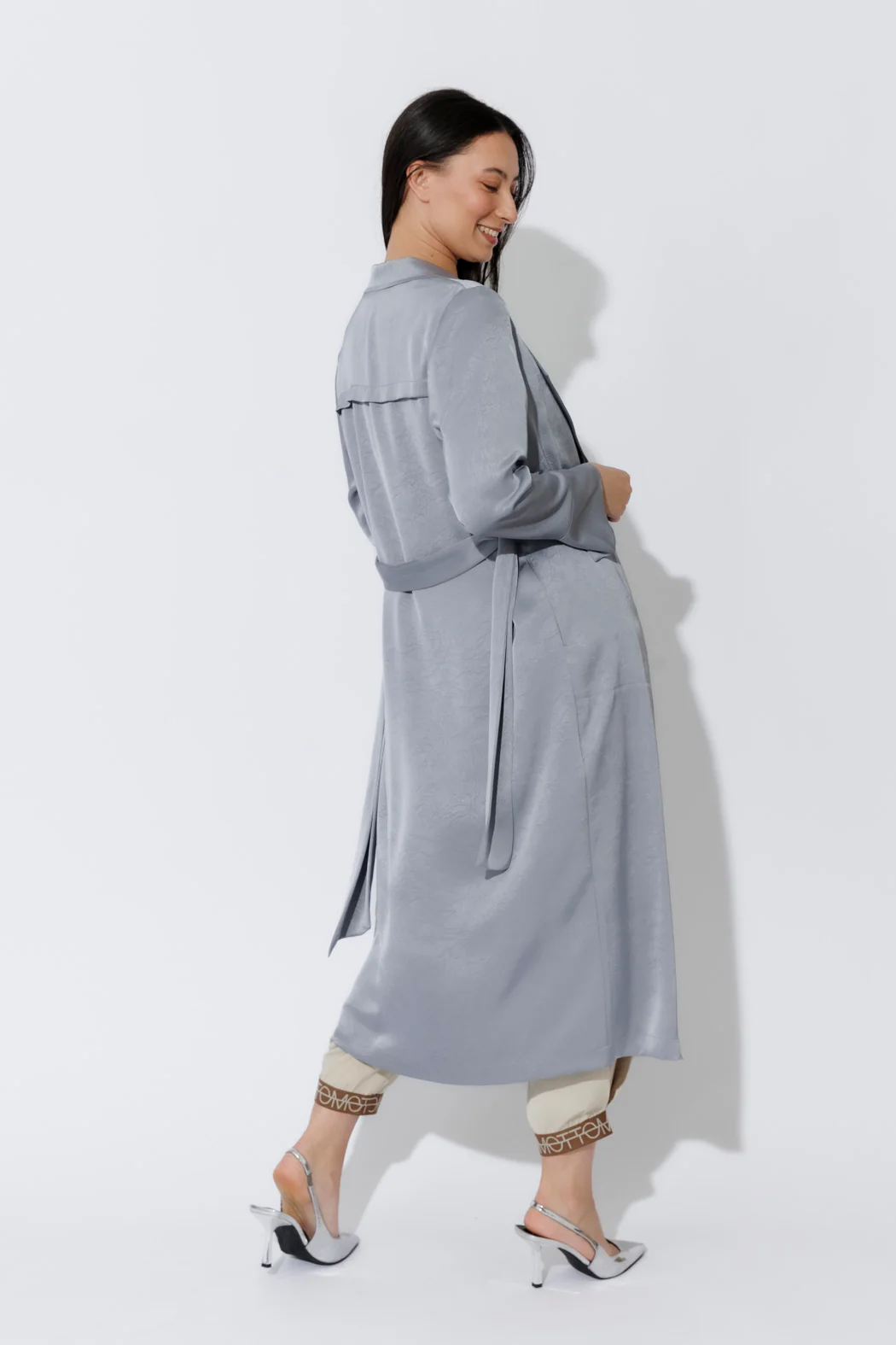 Silver Metallic Trench Coat - Image 7
