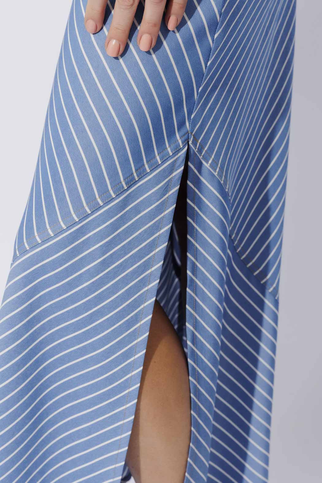 Stripe Soft Denim Bias Skirt - Image 5
