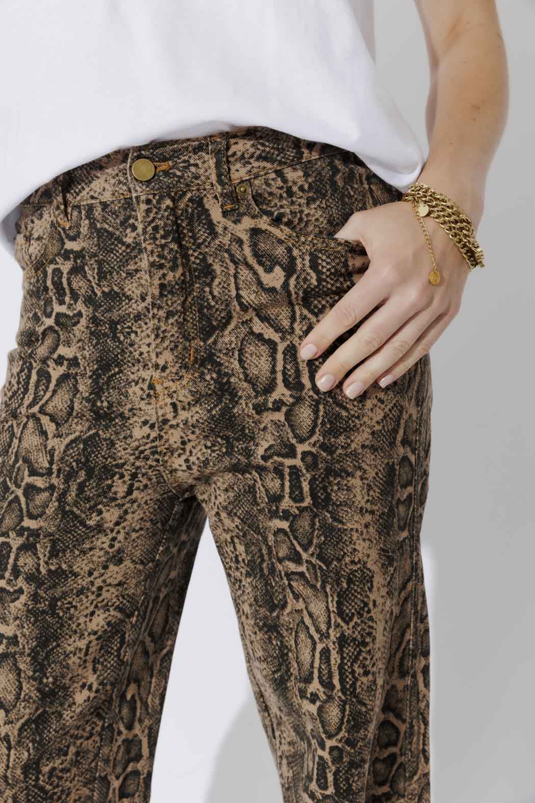 Tan Snake Denim Barrel Jean Tan Snake - Image 4