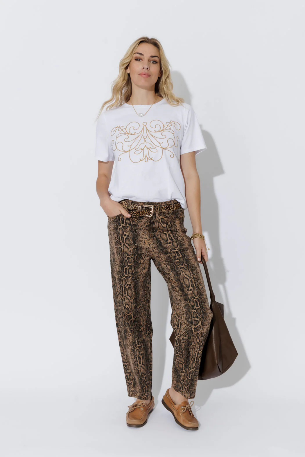 Tan Snake Denim Barrel Jean Tan Snake - Image 6