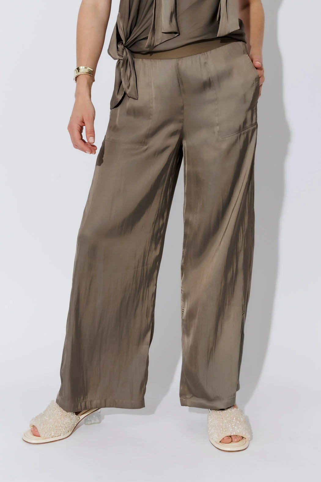 Taupe Wide Leg Pant - Image 3
