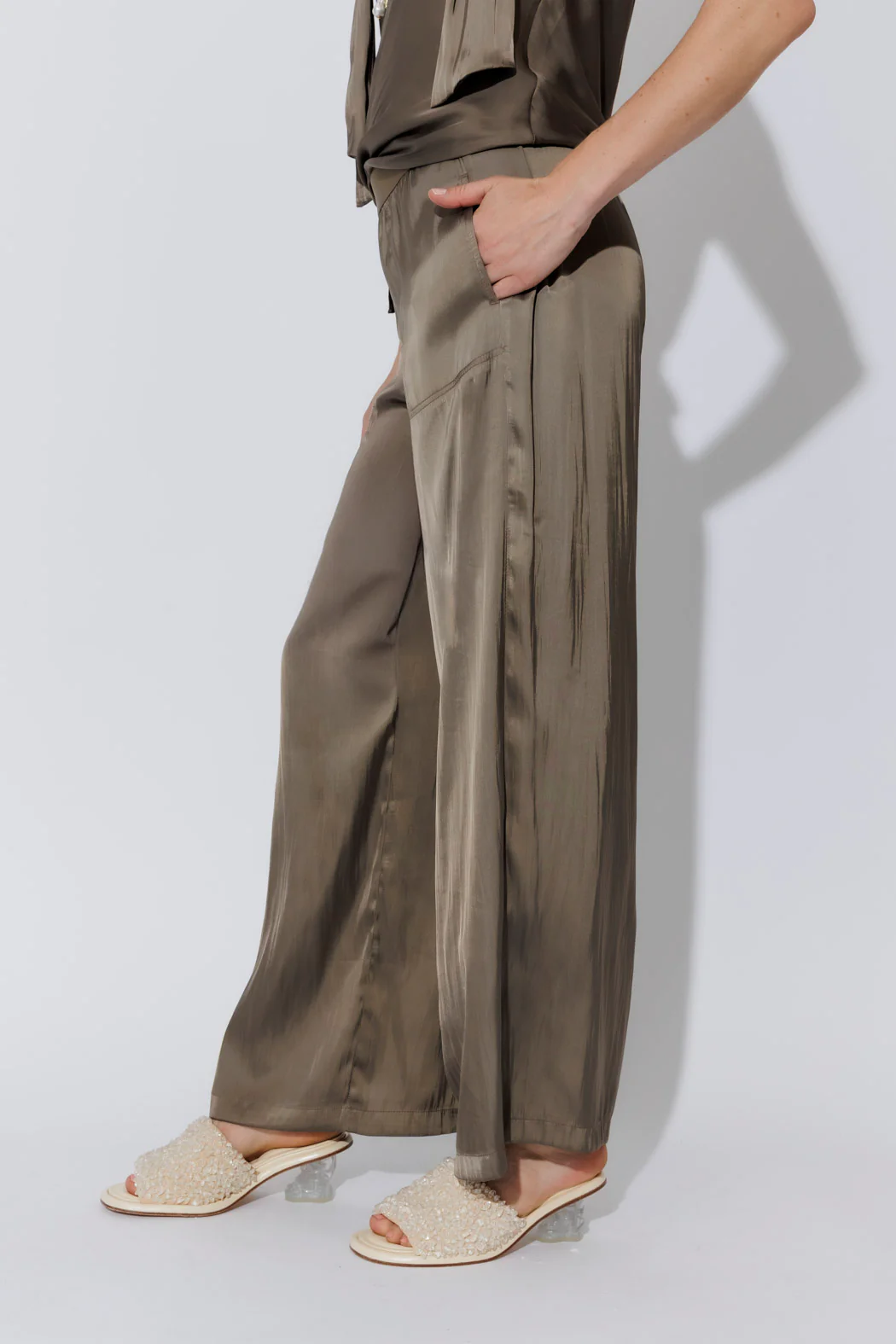 Taupe Wide Leg Pant - Image 4