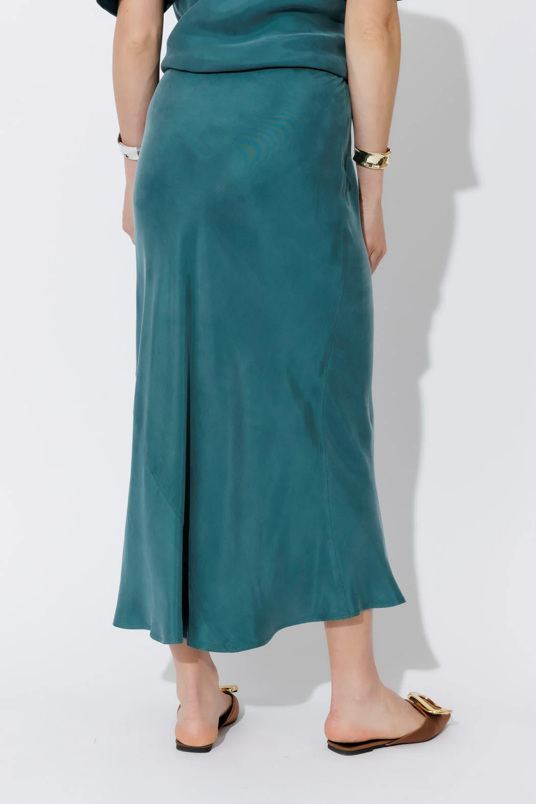 Teal Cupro Bias Skirt - Image 4