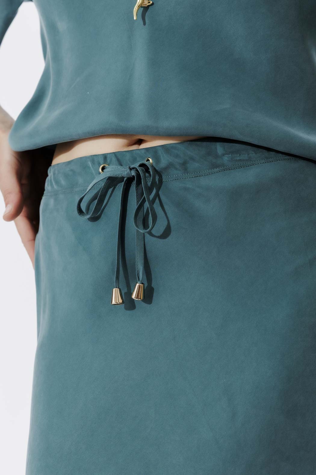 Teal Cupro Bias Skirt - Image 5