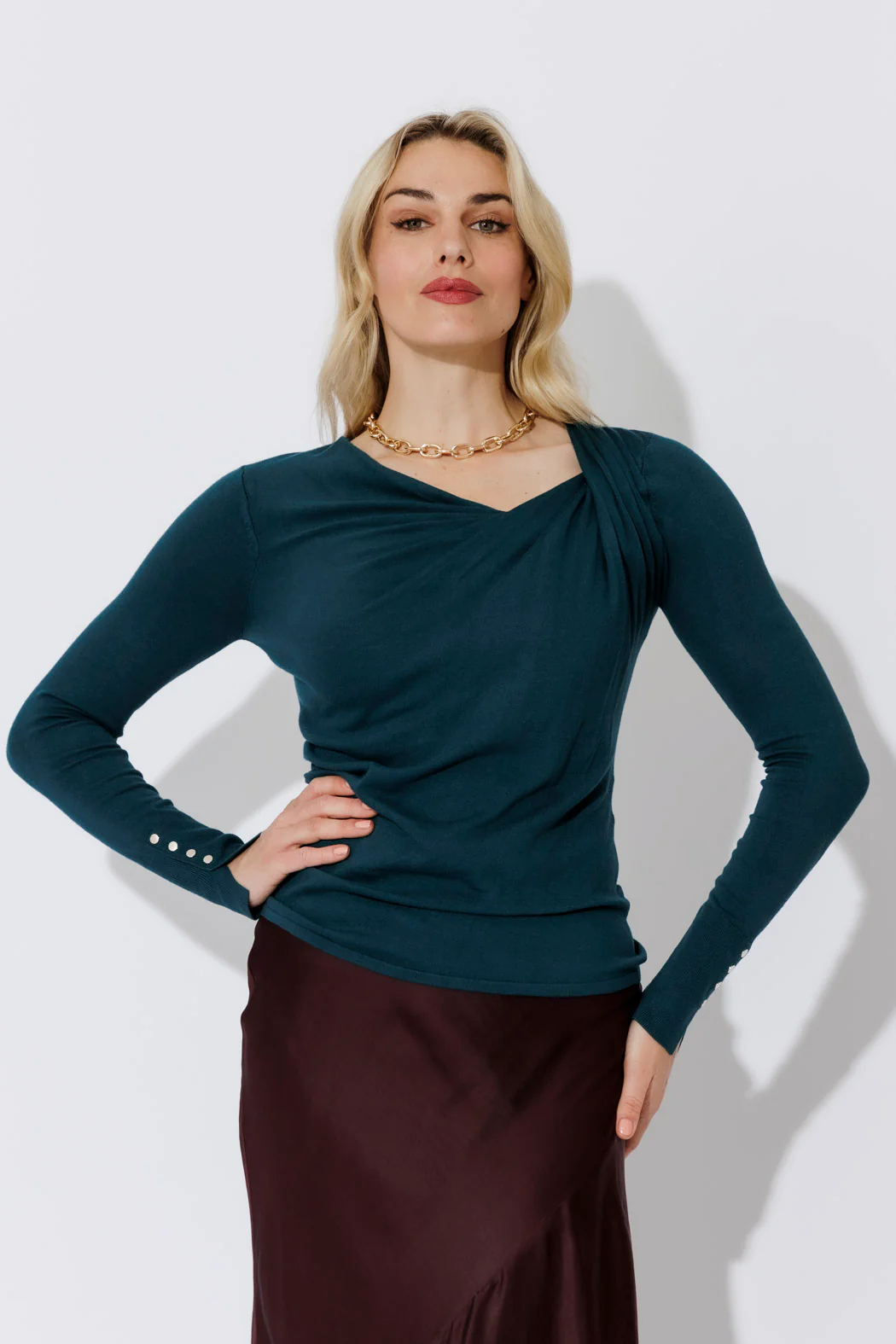 Teal Fine Knit Twist Top - Image 4