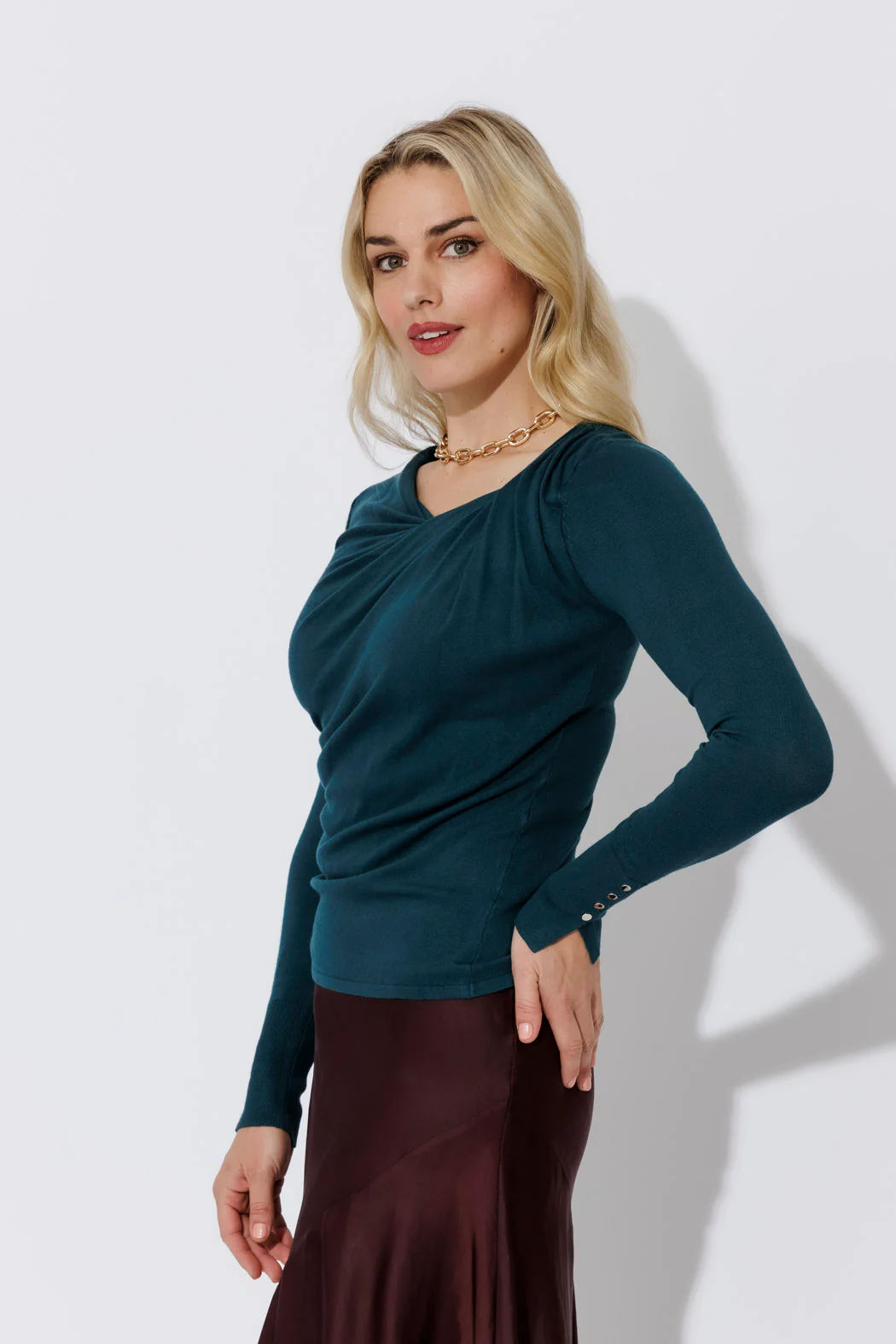 Teal Fine Knit Twist Top - Image 5