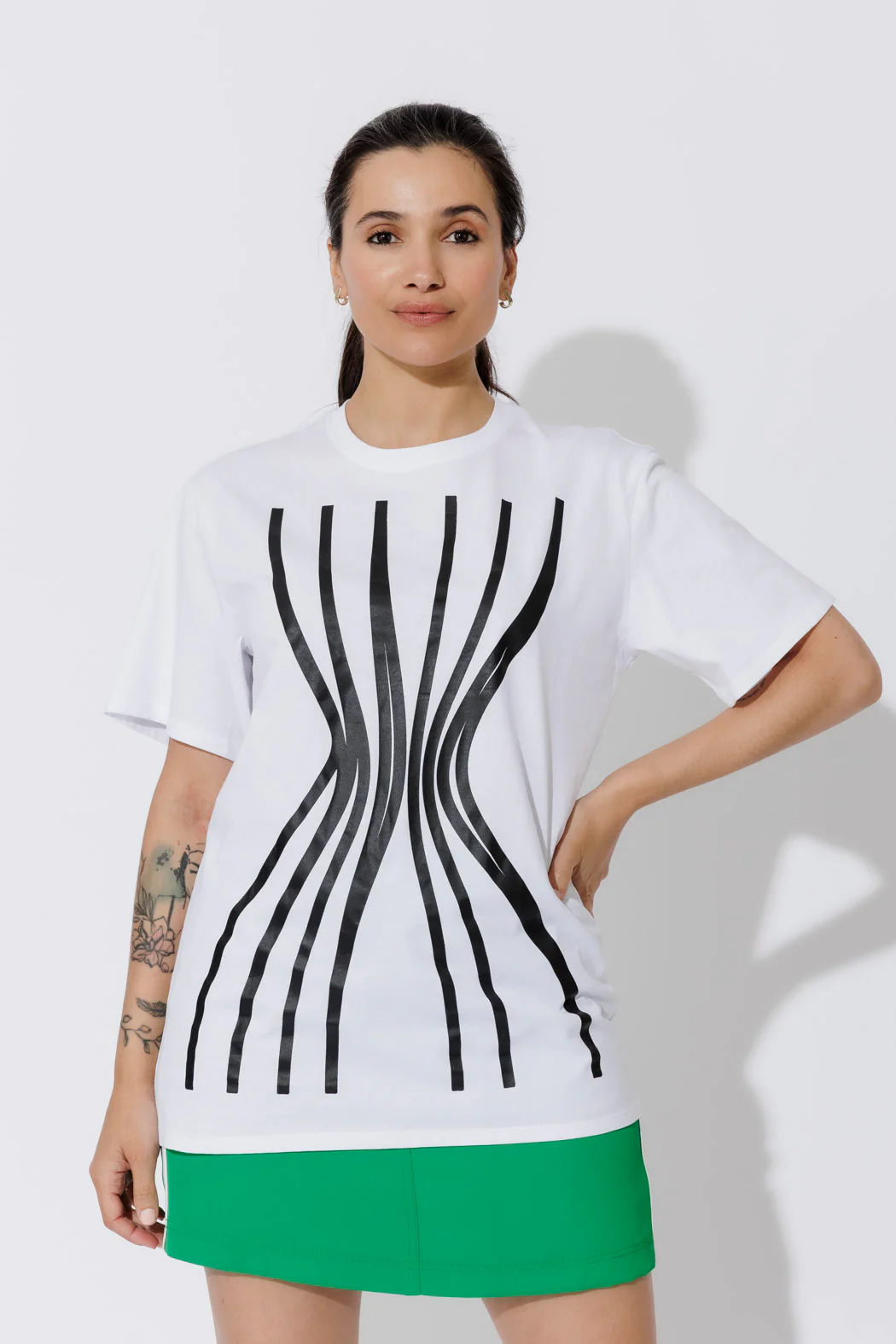 White Hourglass Lines T-Shirt - Image 3