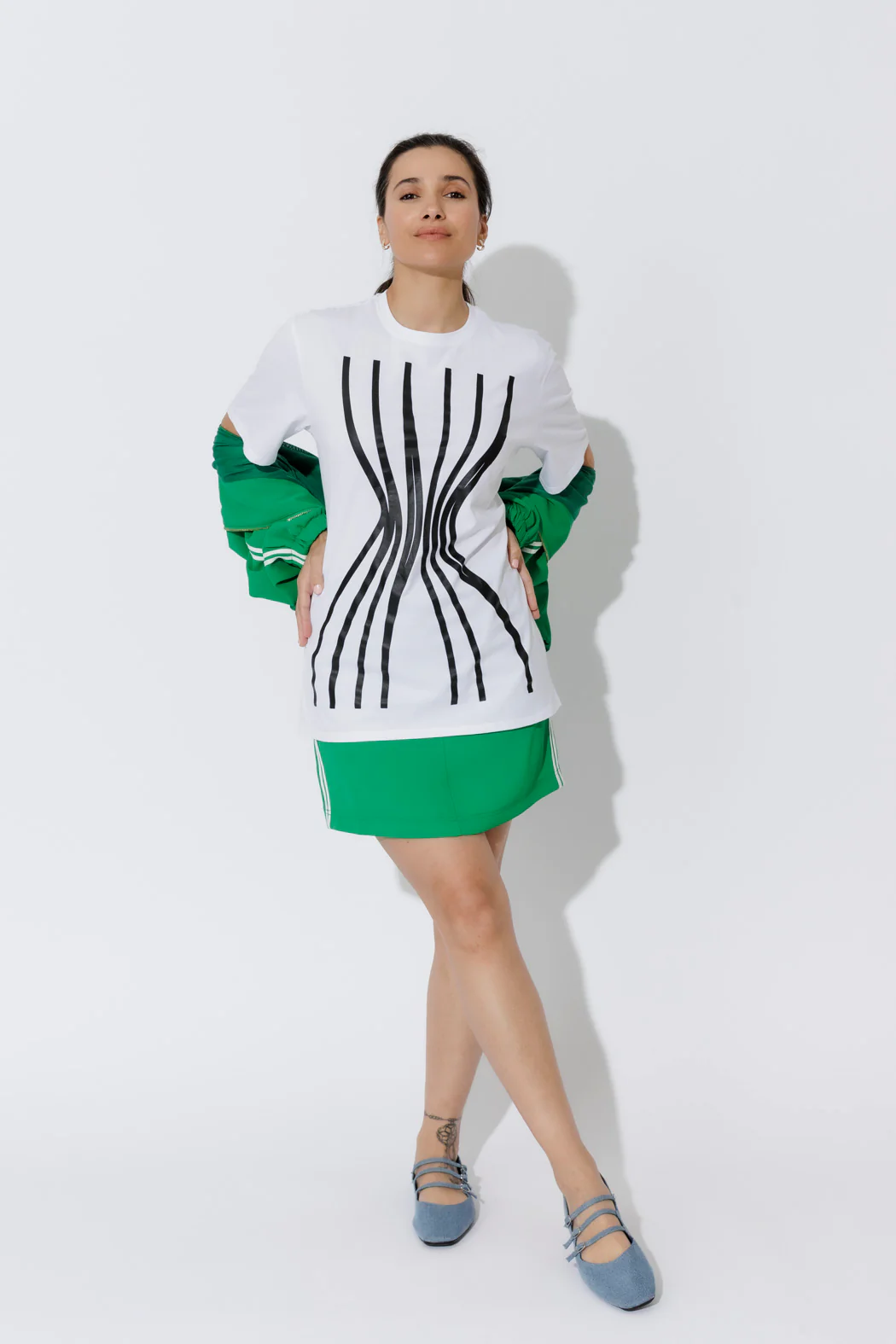 White Hourglass Lines T-Shirt - Image 4