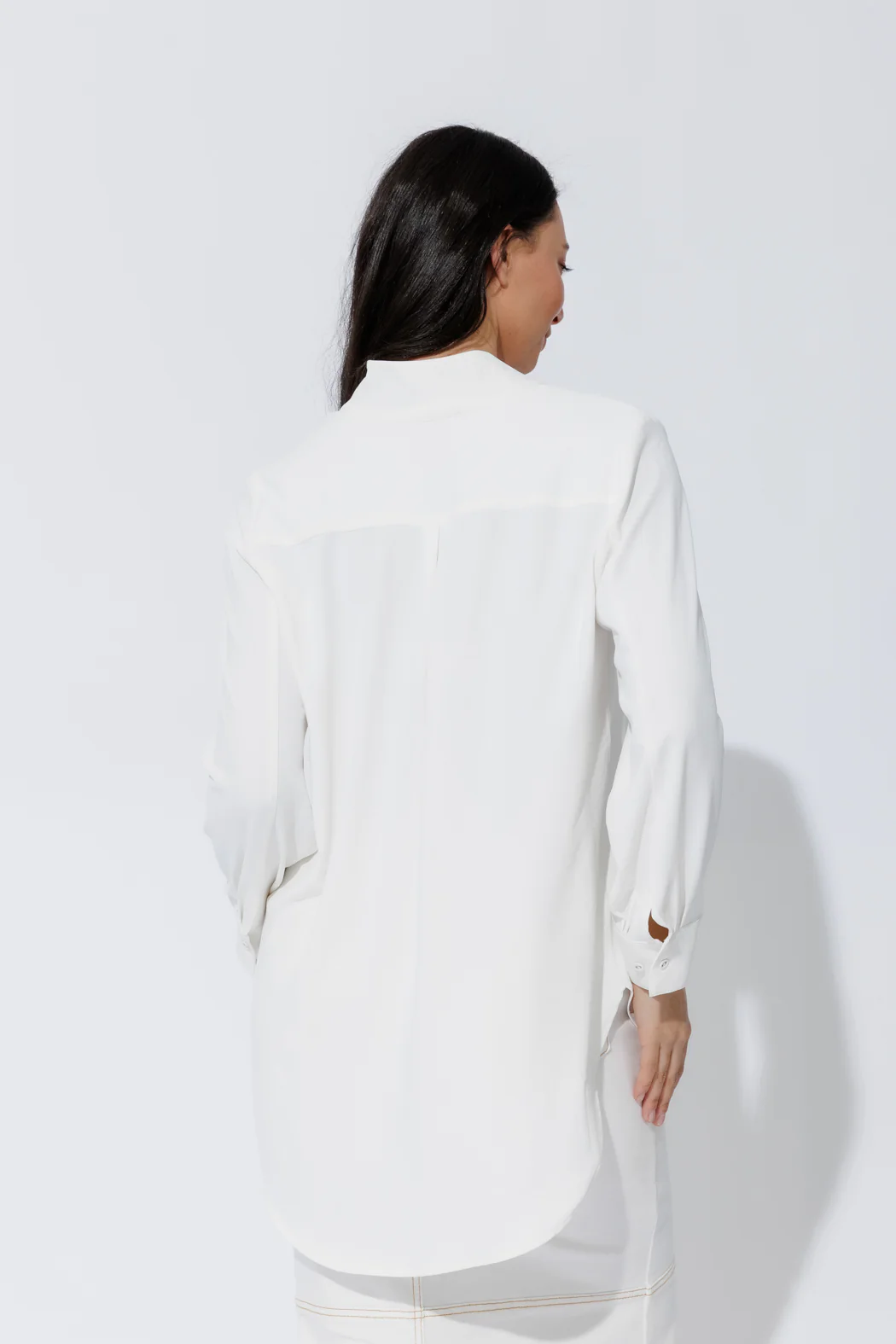 White Luxury Longline Blogger Shirt - Image 8