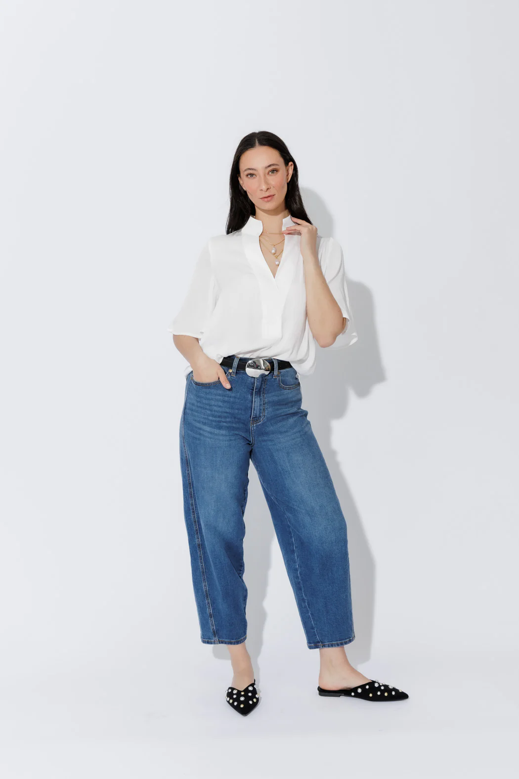 White Milan Fluted Blogger Shirt - Image 3