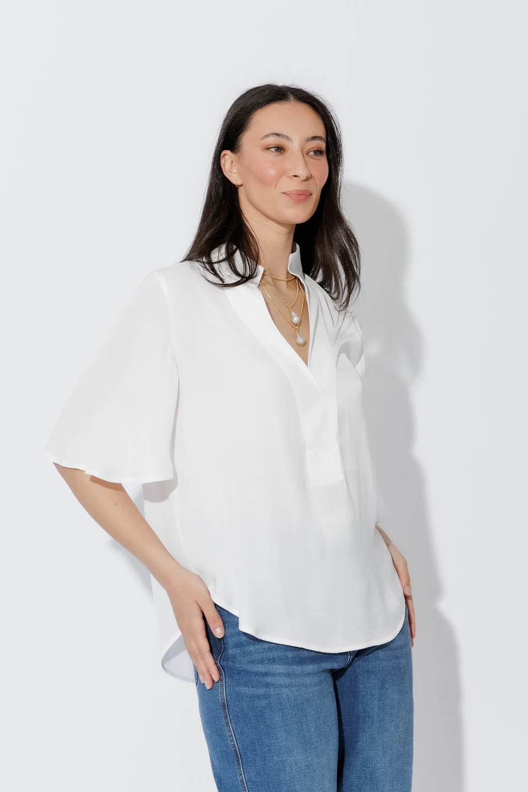 White Milan Fluted Blogger Shirt - Image 5