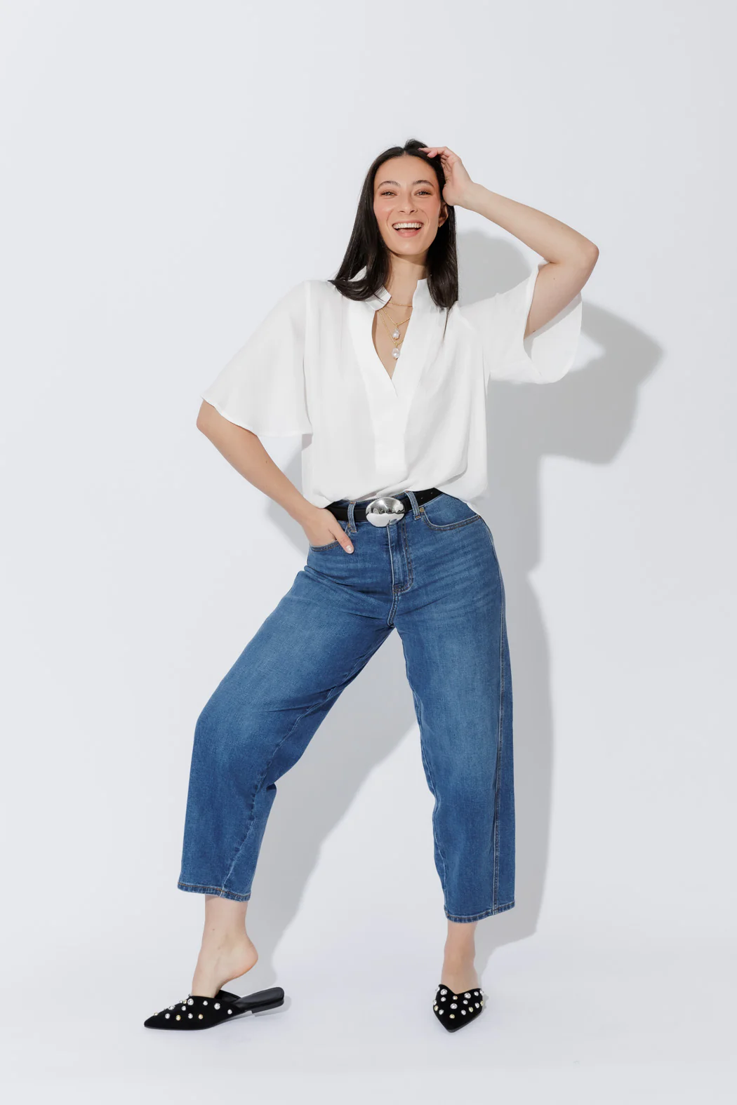 White Milan Fluted Blogger Shirt - Image 6