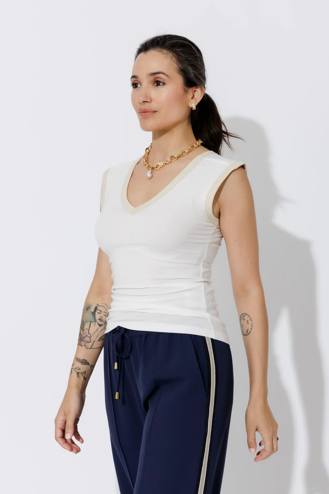 White Tencel Trim Cami - Image 5