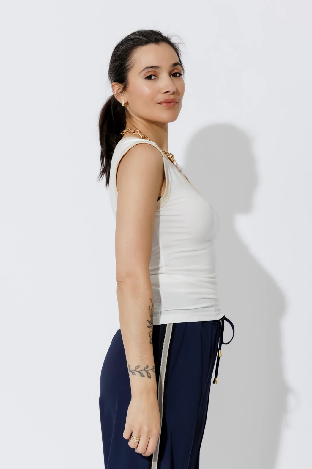 White Tencel Trim Cami - Image 6