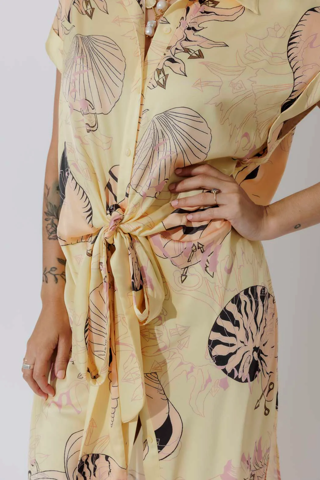 Yellow Shells Shirt Dress - Image 4